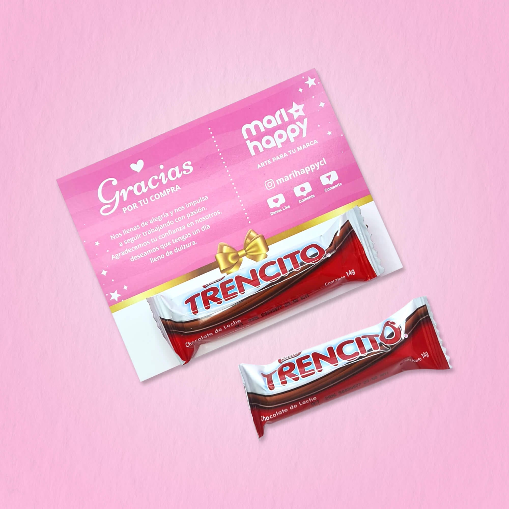 Tarjeta 13x10cm, una cara + Chocolate trencito