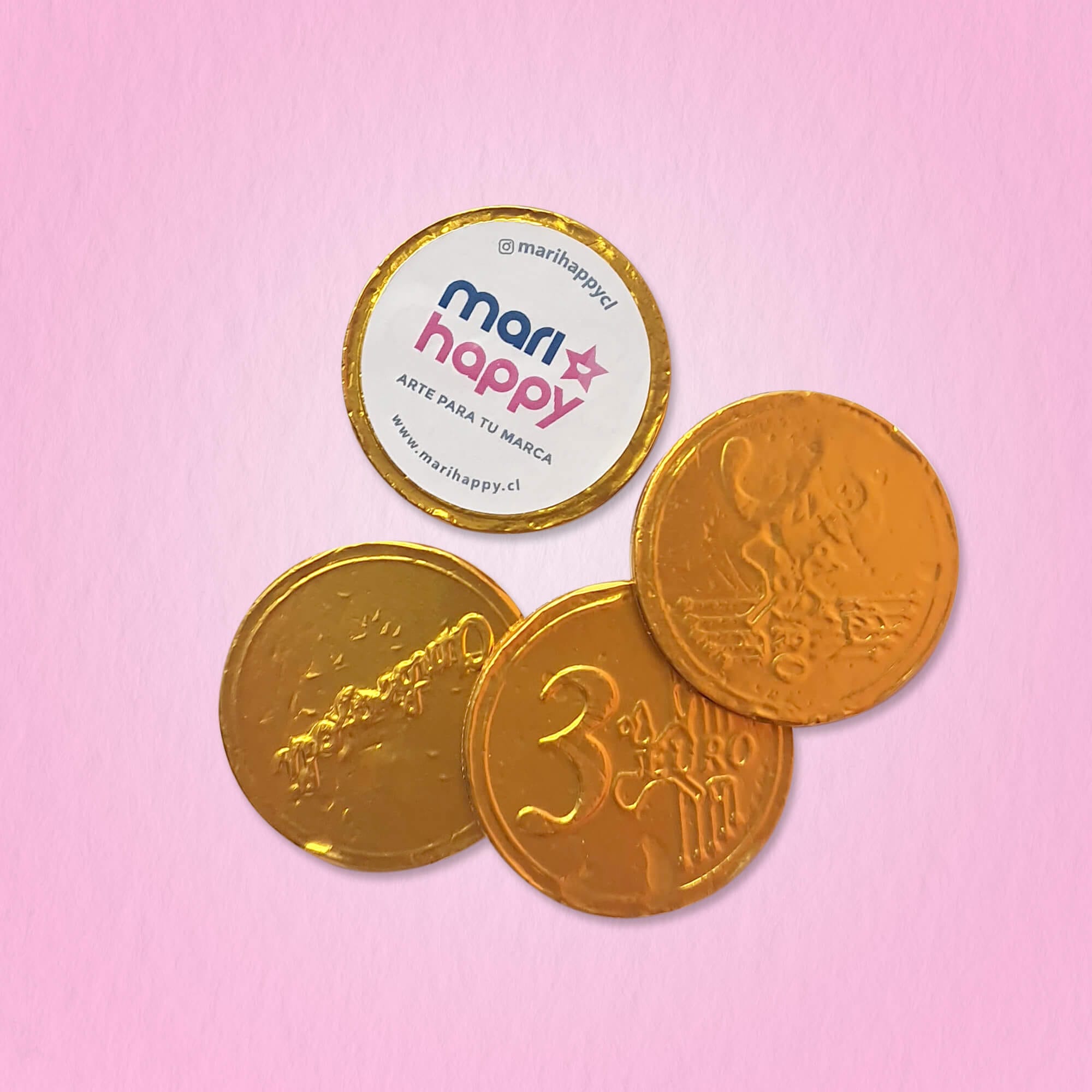 Moneda de Chocolate 4cm, una cara con sticker
