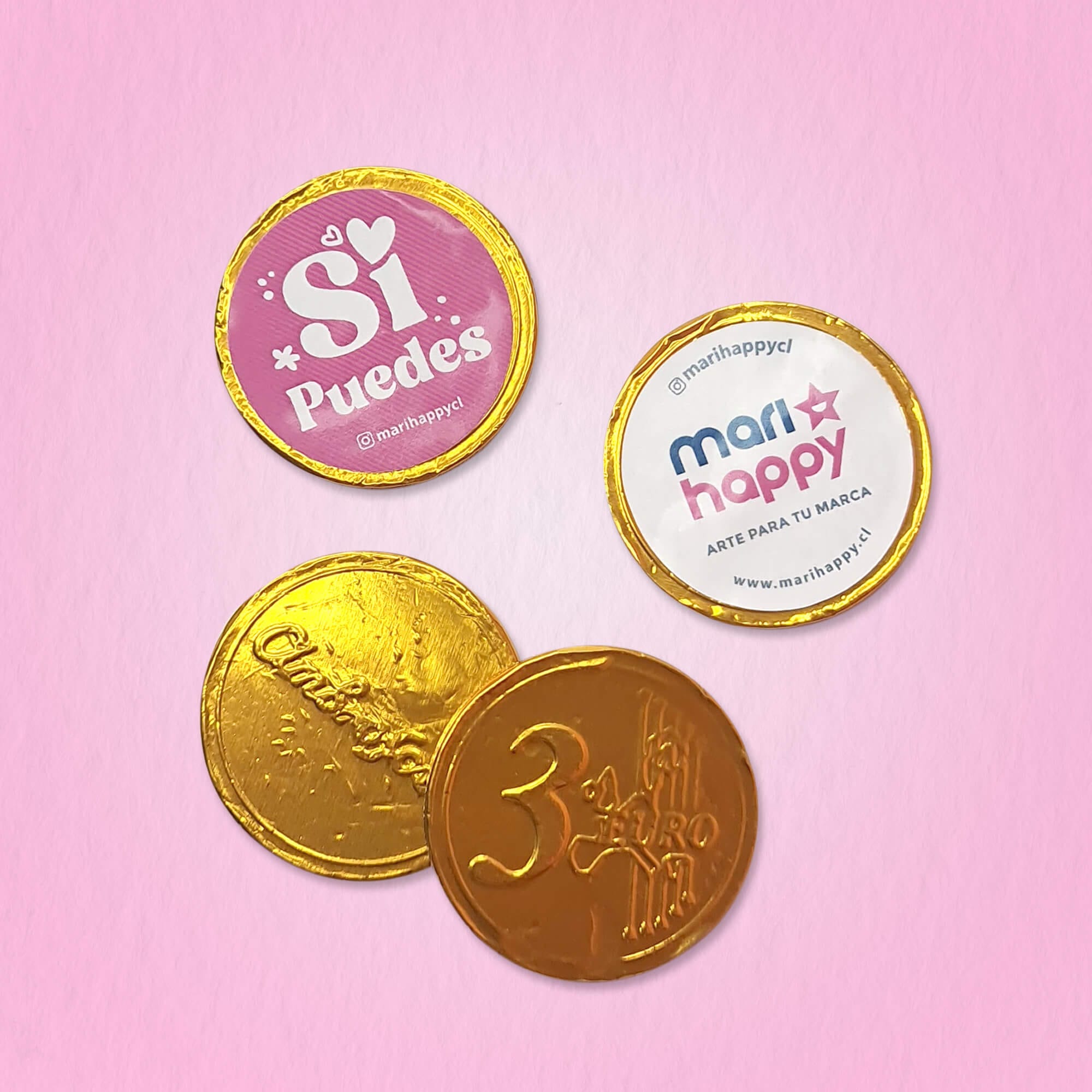 Moneda de Chocolate 4cm, ambas caras con sticker